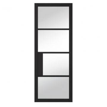 Indoors Portland 4 Panel Clear Glazed Black Door - 80 Inch x 32 Inch (2032mm x 813mm)