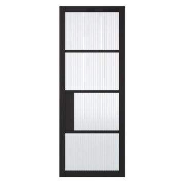 Indoors Portland 4 Panel Reeded Glazed Black Door - 78 Inch x 30 Inch (1981mm x 762mm)