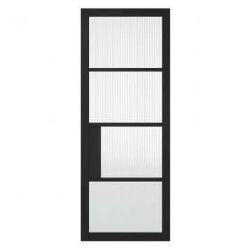 Indoors Portland 4 Panel Reeded Glazed Black Door - 80 Inch x 32 Inch (2032mm x 813mm)