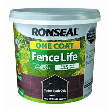 Ronseal One Coat Fence Life Tudor Black Oak - 5L