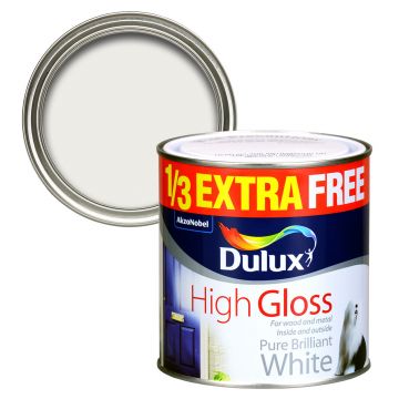 Dulux High Gloss Pure Brilliant White 750ml +33% Free