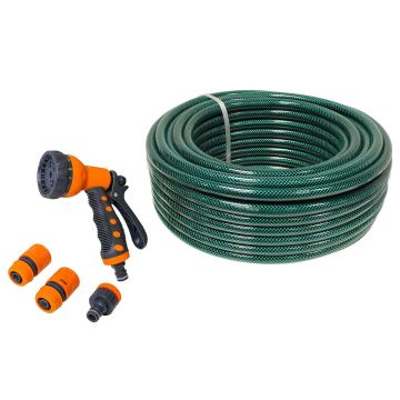 Faithfull PVC Garden Hose 30M with Fittings and Spray Gun