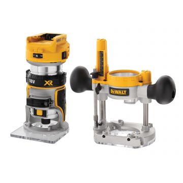 Dewalt 18v Xr Brushless 1/4" (8mm) Router Fixed & Plunge Bases - Bare Unit DCw604ntxj
