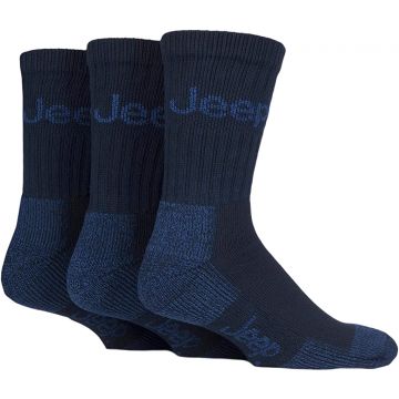 Mens Cushion Sole Jeep Terrain Safety Boot Socks - 6-11 Navy 3 Pack
