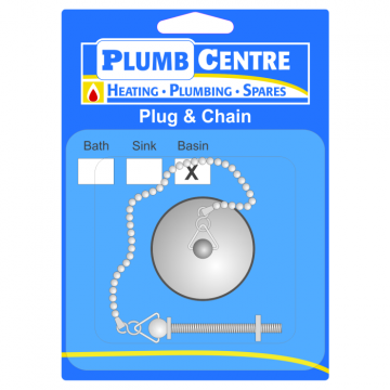 Plumb Centre Chrome Plated Bath Plug & Chain Set 
