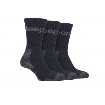 Mens Cushion Sole Jeep Terrain Safety Boot Socks - 6-11 Black 3 Pack 