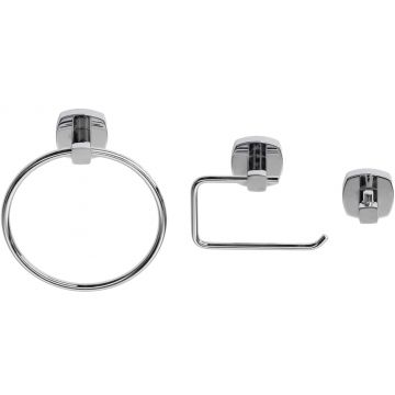 Croydex Medway 3 Piece Accessory Set Robe Hook , Toilet Roll Holder & Towel Ring