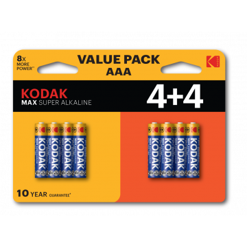 Kodak Alkaline Max AA Batteries 4+4/pack