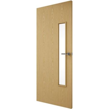 Indoors Flush Oak Fire Door FD30 18G Glazed - 80 Inch x 34 Inch (2023mm x 864mm)