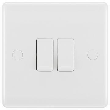 White Nexus Moulded Double Switch, 20a 16ax 2 Way
