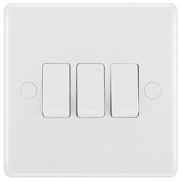 White Nexus Moulded Triple Switch, 20a 16ax 2 Way