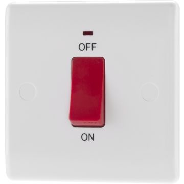 White Moulded Double Pole Switch Nexus 45a Dps 45a Lp + Indicator