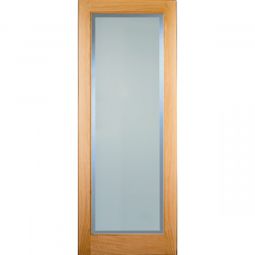 Indoors Rushmore Shaker Etched Clear Boarder Glass Pre-Finished Oak Door - 80 Inch x 34 Inch (2032mm x 864mm)