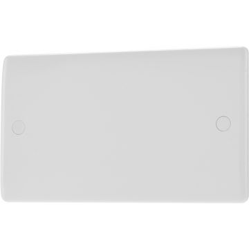 White Moulded 2 Gang Blank Plate