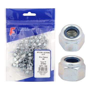 Forgefix Nylon Locking Nut Bzinc plated M12 50/Bag