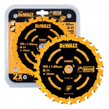Dewalt CordLess Extreme Framing Circular Saw Blade - 165mm x 20mm x 24T Dt10624qz