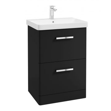 Kora Matt Black 60cm F/S Vanity, hakk Tap & Waste Penna F/Shrouded Wc, Sansa 60 x 80 LED Mirror