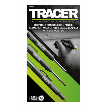 Tracer Deep Hole Construction Pens & Pencil Marker Kit & Case with 120mm Replacement Leads 