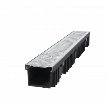 Polypropylene Channel & Galv Grating 105mm x 1m Class A15