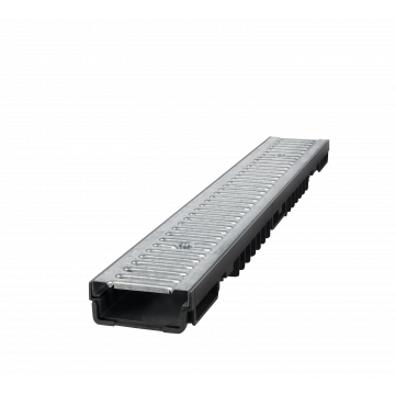 Polypropylene Channel & Galv Grating 55mm x 1m Class A15