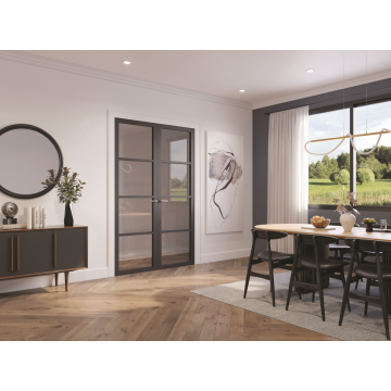 Seadec Ailesbury 4p Black Clear Ind. 6'8 x 2'8 Painted Black Door Clear Glass 2032 x 813 x 44mm