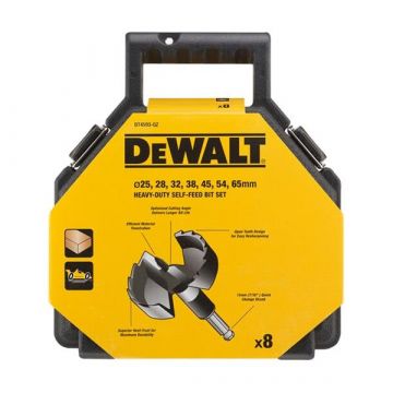 Dewalt 8 Piece Self-Feed Forstner Bit Set - 7x Sizes and 1x Extension