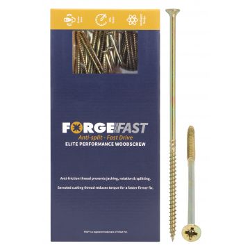 Forgefix Fast Start Woodscrew 6.0 x 240mm 100/box Pozi Elite