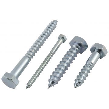 Hex Coach Screws 8 x 70mm Zinc Plated