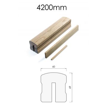 Hr01u4.2 Urbana White Oak 4.2m Handrail W/Slips 4.2m x 60mm x 69mm