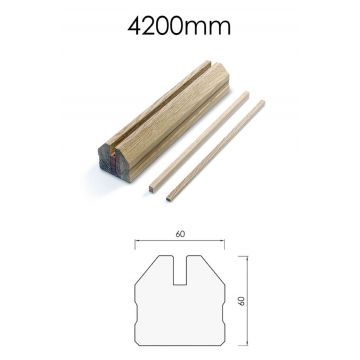 Br01u4.2 Urbana White Oak 4.2m Baserail W/Slips 4.2m x 60mm x 60mm