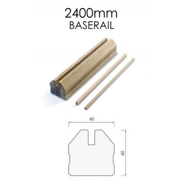 Br01u2.4 Urbana White Oak 2.4m Baserail W/Slips 2.4m x 60mm x 60mm