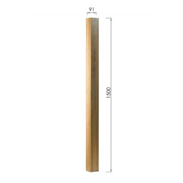 White Oak Plain Half Stair Newel Post - 1.5m x 91mm x 45mm