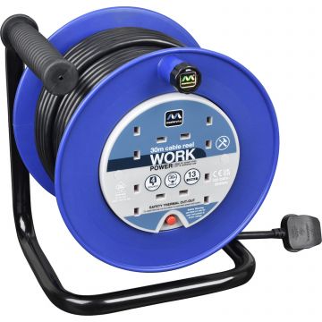 Masterplug 4 Skt  13a Open Cable Reel Extension Lead - Blue