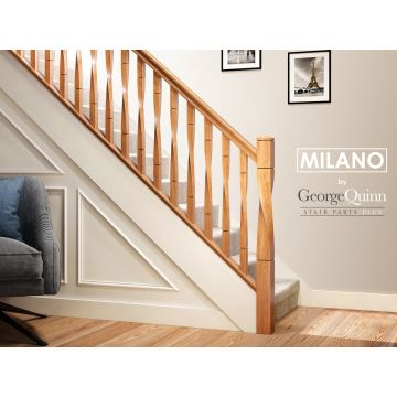 Stn01mw W/Oak Sh Sq Milano Twist Dowel Post 762.5 x 91mm x 91mm Stn01mw