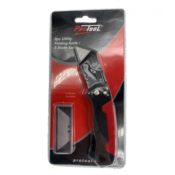Protool 9 Piece Utility Folding Knife with 8 Blade Set