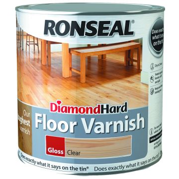 Ronseal Diamond Hard Coat Floor Varnish Gloss Crystal Clear-  2.5 Litres 