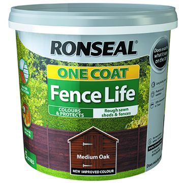 Ronseal One Coat Fence Life Medium Oak - 5L