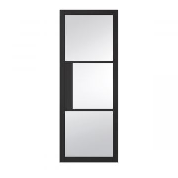 Indoors Seattle 3 Panel Clear Glazed Black Door - 78 Inch x 30 Inch (1981mm x 762mm)