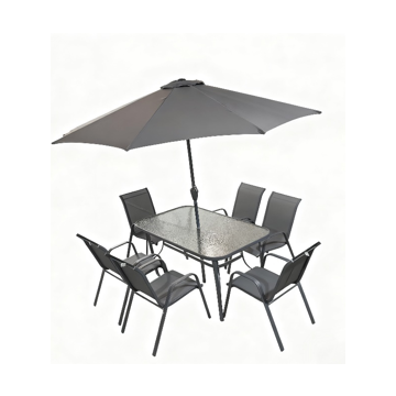 Steel Frame 8pcs Dining Set