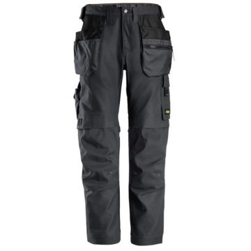 Snickers AW Stretch Canvas Trousers with Holster Pockets Steel Grey Size: W35 L32 
