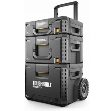 Stacktech Toughbuilt 3 Piece Rolling Tool Box Set