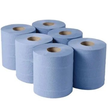 Centrefeed Blue Towel 2ply, 700 Sheets 140m 6 Pack Blue Roll