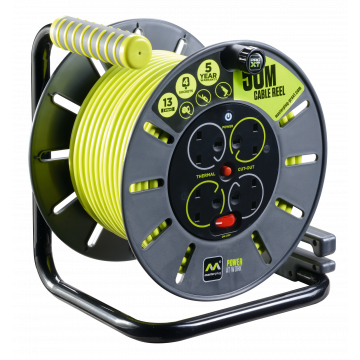50m Pro Xt 4gang Open Reel Cable Reel Green