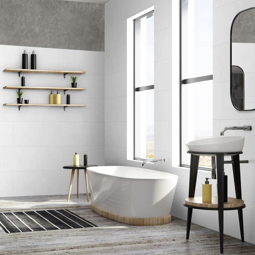 GX Composite Wall Tile White Stone - 30x60cm, 11 Panels per Box, 1.98m² Coverage